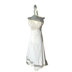 Eden’s Bridal Wedding Dress Beaded Empire Waist Ivory Size 6